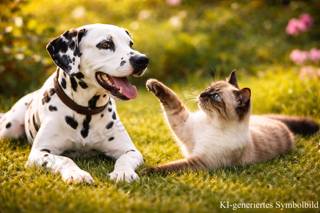 Dalmatiner und Siamkatze